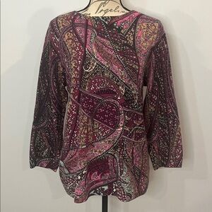 Talbots Audrey 100% cashmere sweater in Autumn paisley XL